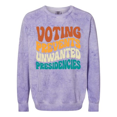 Voting Prevents Unwanted Presidencies Kamala Harris 2024 Colorblast Crewneck Sweatshirt