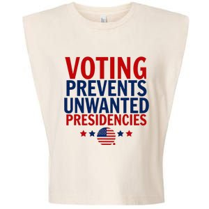 Voting Prevents Unwanted Presidencies Garment-Dyed Women's Muscle Tee