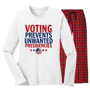 Voting Prevents Unwanted Presidencies Women's Long Sleeve Flannel Pajama Set 