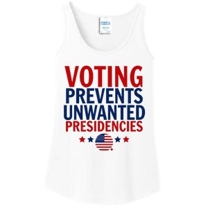 Voting Prevents Unwanted Presidencies Ladies Essential Tank