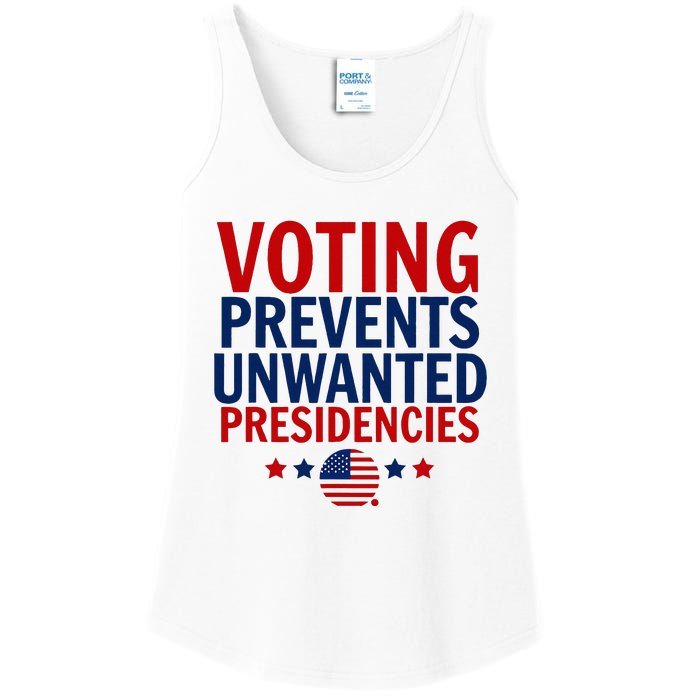 Voting Prevents Unwanted Presidencies Ladies Essential Tank