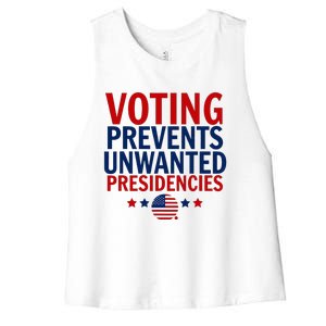 Voting Prevents Unwanted Presidencies Women's Racerback Cropped Tank