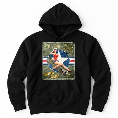 Vintage Pin Up Girl On Bomb Bomber Plane Hoodie
