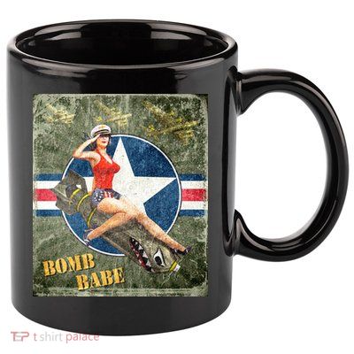 Vintage Pin Up Girl On Bomb Bomber Plane 11oz C Handle Ceramic Mug
