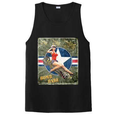 Vintage Pin Up Girl On Bomb Bomber Plane PosiCharge Competitor Tank