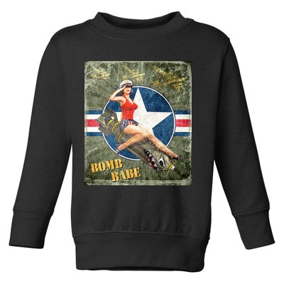 Vintage Pin Up Girl On Bomb Bomber Plane Toddler Sweatshirt