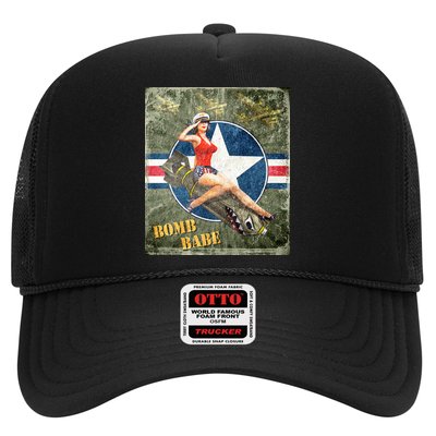 Vintage Pin Up Girl On Bomb Bomber Plane Trucker Hat