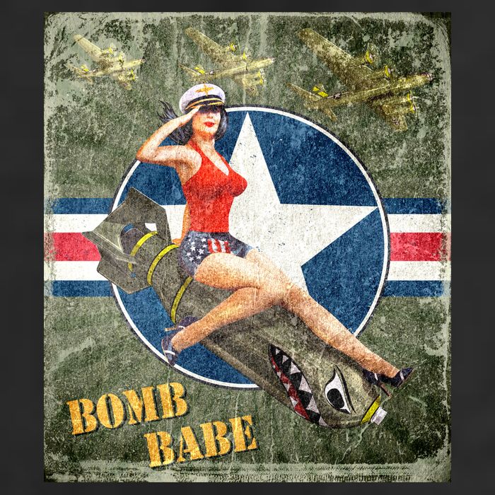 Vintage Pin Up Girl On Bomb Bomber Plane Trucker Hat