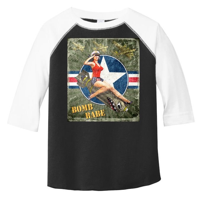 Vintage Pin Up Girl On Bomb Bomber Plane Toddler Fine Jersey T-Shirt
