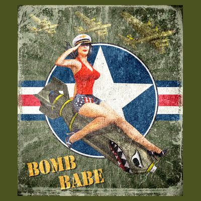 Vintage Pin Up Girl On Bomb Bomber Plane T-Shirt
