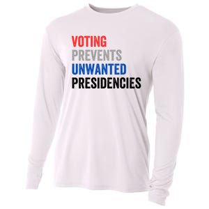 Voting Prevents Unwanted Presidencies Funny Political Cooling Performance Long Sleeve Crew