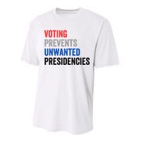 Voting Prevents Unwanted Presidencies Funny Political Performance Sprint T-Shirt