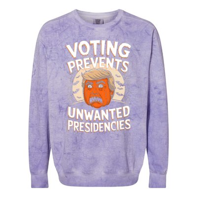 Voting Prevents Unwanted Presidencies Artwork For Halloween Colorblast Crewneck Sweatshirt