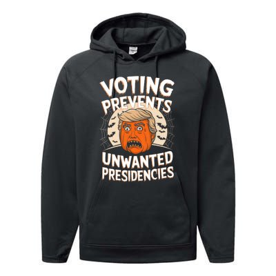 Voting Prevents Unwanted Presidencies Artwork For Halloween Performance Fleece Hoodie