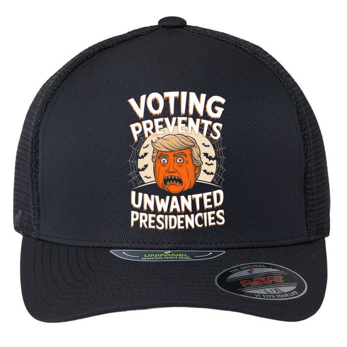 Voting Prevents Unwanted Presidencies Artwork For Halloween Flexfit Unipanel Trucker Cap