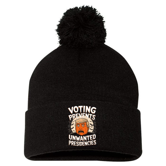 Voting Prevents Unwanted Presidencies Artwork For Halloween Pom Pom 12in Knit Beanie