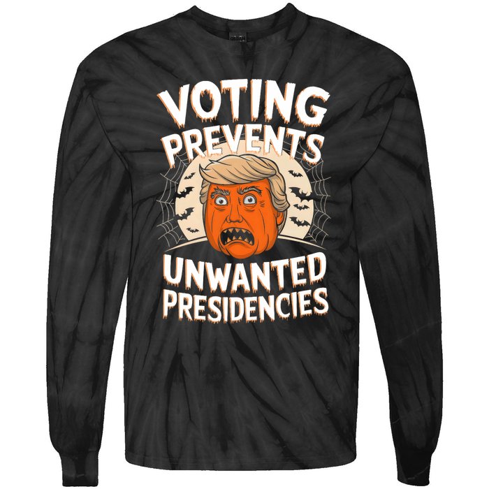 Voting Prevents Unwanted Presidencies Artwork For Halloween Tie-Dye Long Sleeve Shirt