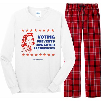 Voting Prevents Unwanted Presidencies Vote For Harris Walz Long Sleeve Pajama Set