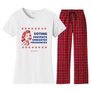 Voting Prevents Unwanted Presidencies Vote For Harris Walz Women's Flannel Pajama Set