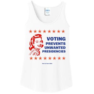 Voting Prevents Unwanted Presidencies Vote For Harris Walz Ladies Essential Tank