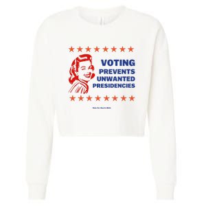 Voting Prevents Unwanted Presidencies Vote For Harris Walz Cropped Pullover Crew