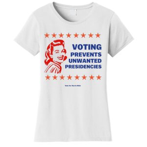 Voting Prevents Unwanted Presidencies Vote For Harris Walz Women's T-Shirt