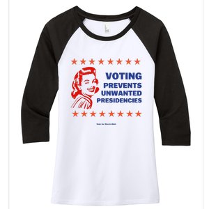 Voting Prevents Unwanted Presidencies Vote For Harris Walz Women's Tri-Blend 3/4-Sleeve Raglan Shirt