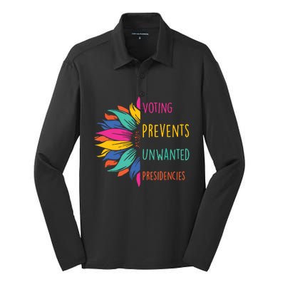 Voting Prevents Unwanted Presidencies Silk Touch Performance Long Sleeve Polo