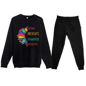 Voting Prevents Unwanted Presidencies Premium Crewneck Sweatsuit Set