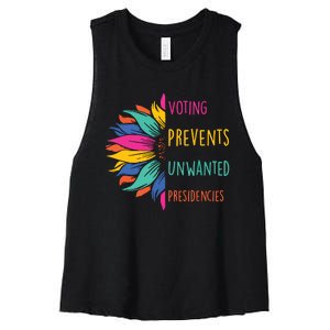 Voting Prevents Unwanted Presidencies Women's Racerback Cropped Tank