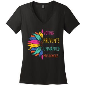 Voting Prevents Unwanted Presidencies Women's V-Neck T-Shirt