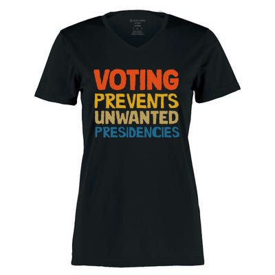 Voting Prevents Unwanted Presidencies Women's Momentum V-Neck T-Shirt