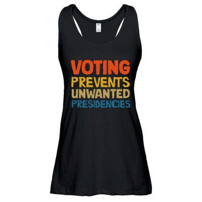 Voting Prevents Unwanted Presidencies Ladies Essential Flowy Tank