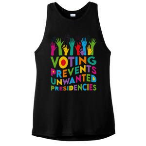 Voting Prevents Unwanted Presidencies Harris Walz 2024 Funny Ladies PosiCharge Tri-Blend Wicking Tank