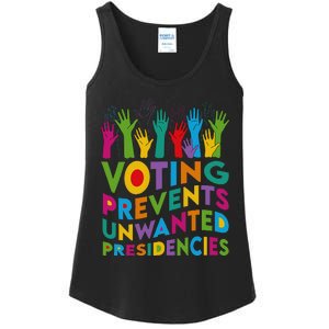 Voting Prevents Unwanted Presidencies Harris Walz 2024 Funny Ladies Essential Tank