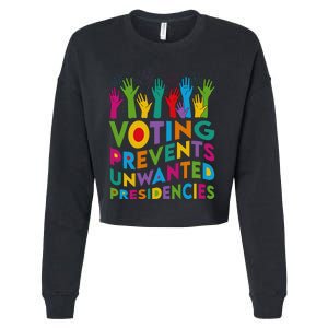 Voting Prevents Unwanted Presidencies Harris Walz 2024 Funny Cropped Pullover Crew