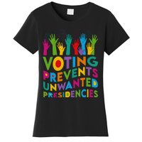 Voting Prevents Unwanted Presidencies Harris Walz 2024 Funny Women's T-Shirt