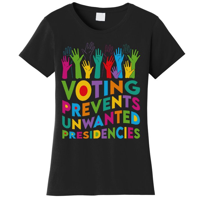 Voting Prevents Unwanted Presidencies Harris Walz 2024 Funny Women's T-Shirt