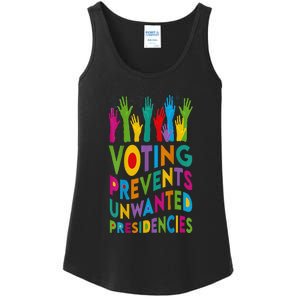 Voting Prevents Unwanted Presidencies Harris Walz 2024 Ladies Essential Tank