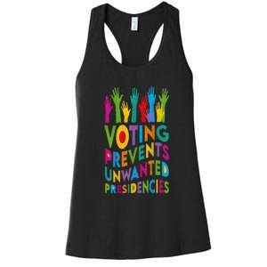 Voting Prevents Unwanted Presidencies Harris Walz 2024 Women's Racerback Tank