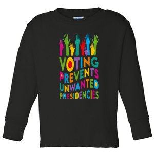 Voting Prevents Unwanted Presidencies Harris Walz 2024 Toddler Long Sleeve Shirt