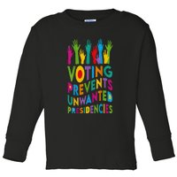 Voting Prevents Unwanted Presidencies Harris Walz 2024 Toddler Long Sleeve Shirt