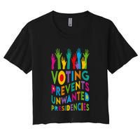 Voting Prevents Unwanted Presidencies Harris Walz 2024 Women's Crop Top Tee