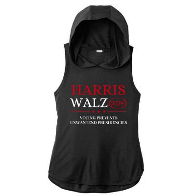 Voting Prevents Unwanted Presidencies Ladies PosiCharge Tri-Blend Wicking Draft Hoodie Tank