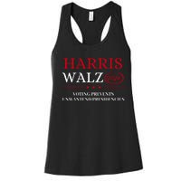 Voting Prevents Unwanted Presidencies Women's Racerback Tank