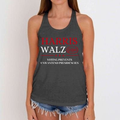 Voting Prevents Unwanted Presidencies Women's Knotted Racerback Tank