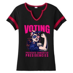 Voting Prevents Unwanted Presidencies Ladies Halftime Notch Neck Tee