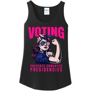 Voting Prevents Unwanted Presidencies Ladies Essential Tank