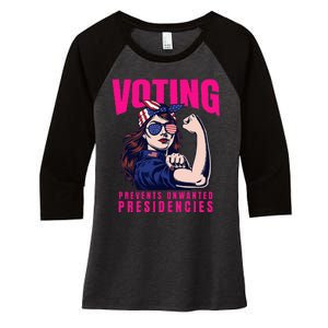 Voting Prevents Unwanted Presidencies Women's Tri-Blend 3/4-Sleeve Raglan Shirt