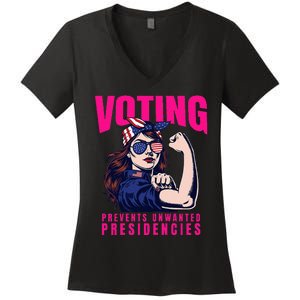 Voting Prevents Unwanted Presidencies Women's V-Neck T-Shirt